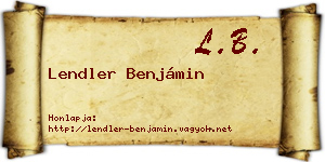 Lendler Benjámin névjegykártya